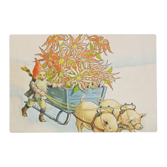 “Poinsettia Wagon” by Jenny Nystrom Placemat (Front)