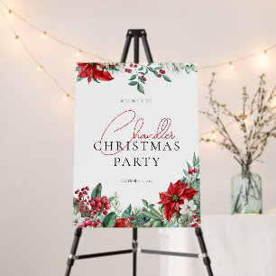 Poinsettia Watercolor Christmas Party Foam Board