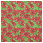 Poinsettia watercolor Christmas pattern Fabric