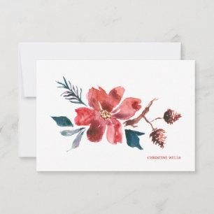 Poinsettia Watercolor Notecard