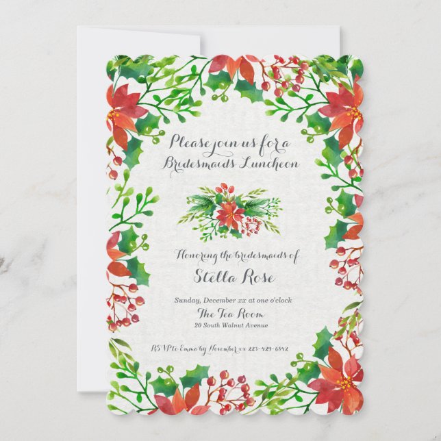 Poinsettia Wedding Invitation (Front)