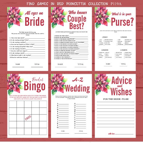 Poinsettia Who knows Couple  Bridal Shower Game