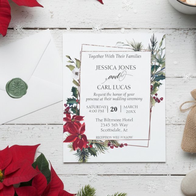 Poinsettia Winter Christmas Floral Frame Budget Flyer (Creator Uploaded)