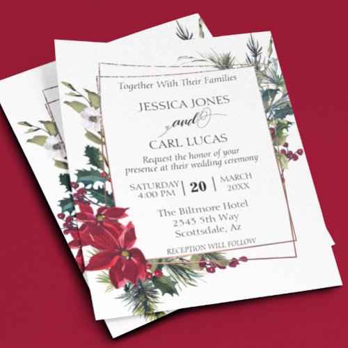 Poinsettia Winter Christmas Floral Frame Budget Flyer