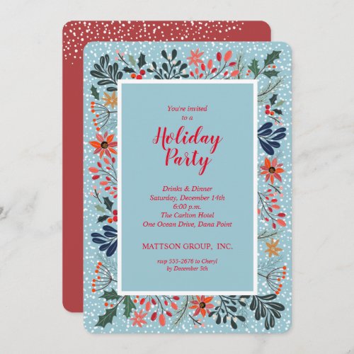 Poinsettia Winter Flowers Holiday Invitations