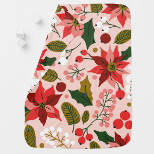 Poinsettia winter holiday baby blanket