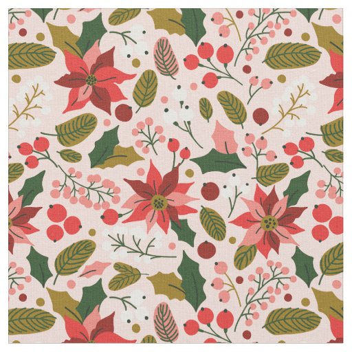 Poinsettia winter holiday fabric