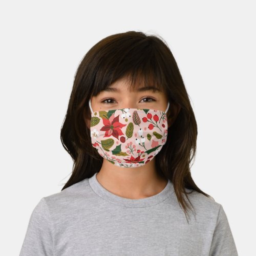 Poinsettia winter holiday kids cloth face mask