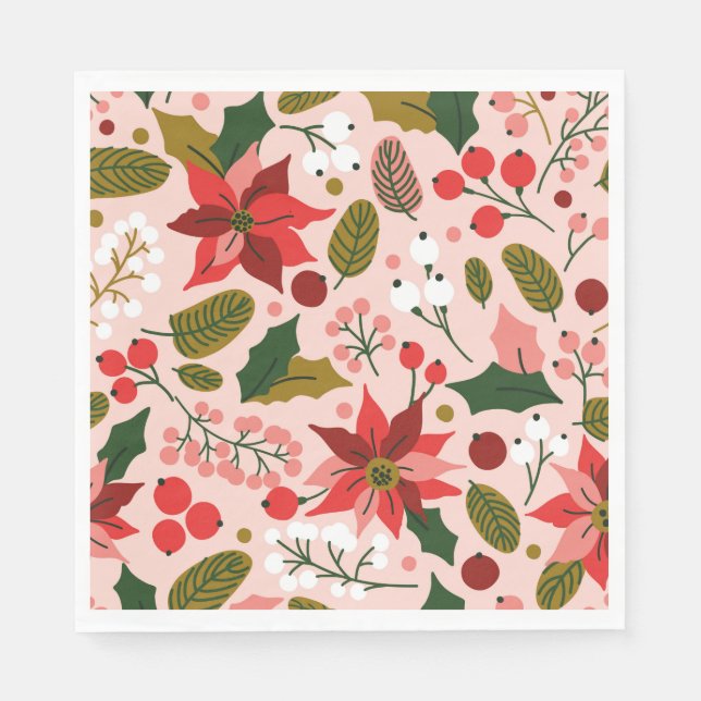 Poinsettia winter holiday napkins (Front)
