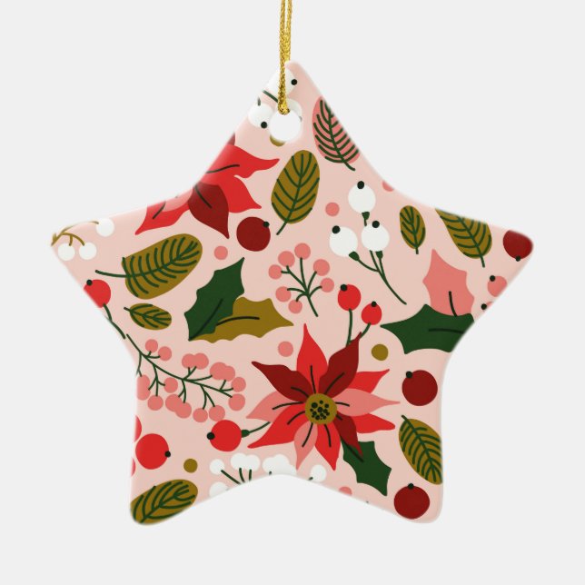 Poinsettia winter holiday ornament (Front)