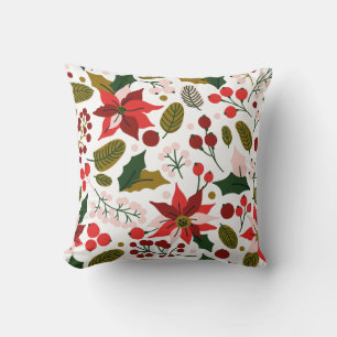 Poinsettia winter holiday pillow