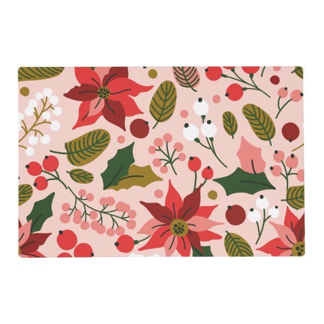 Poinsettia winter holiday placemat (Back)