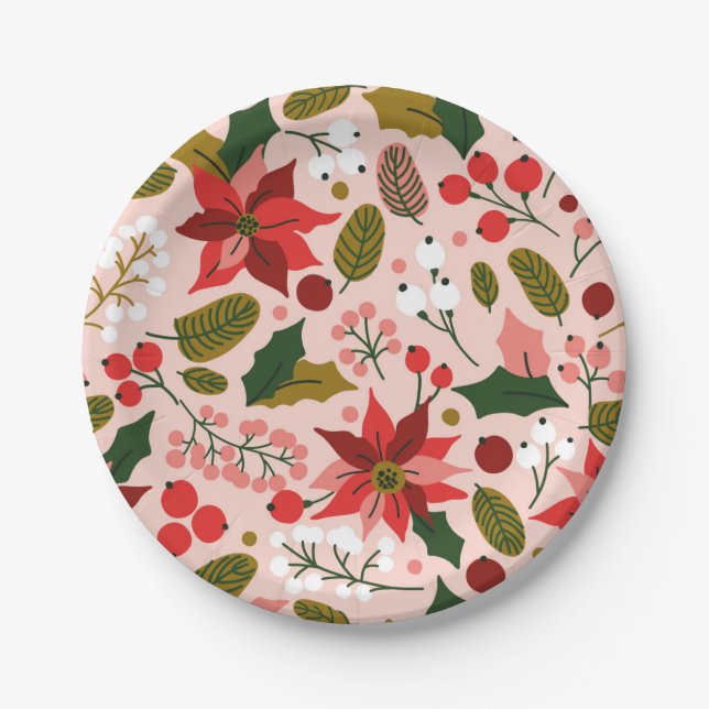 Poinsettia winter holiday plate (Front)