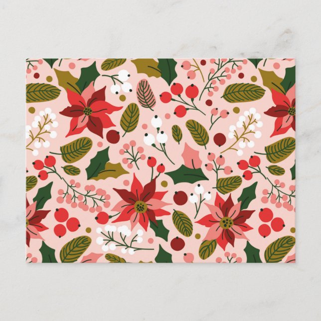 Poinsettia winter holiday postcard (Front)