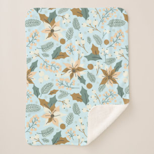 Poinsettia winter holiday Sherpa Blanket