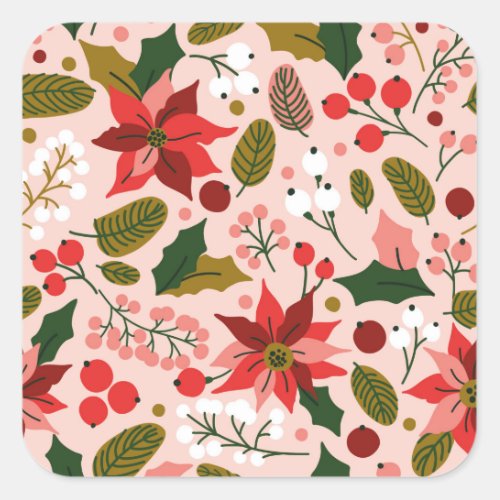 Poinsettia winter holiday sticker