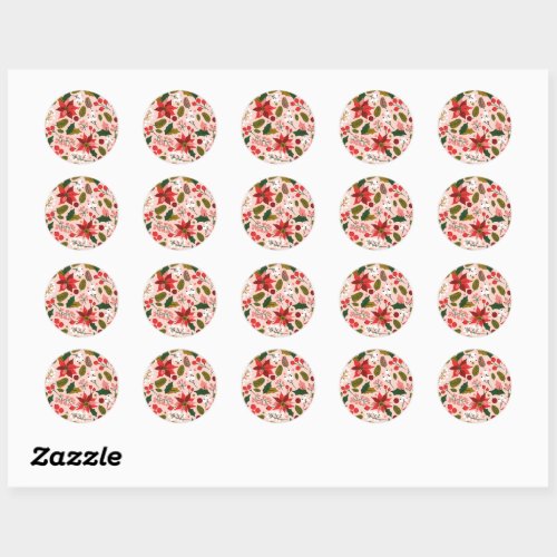 Poinsettia winter holiday sticker