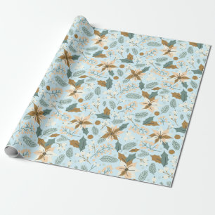 Poinsettia winter holiday wrapping paper