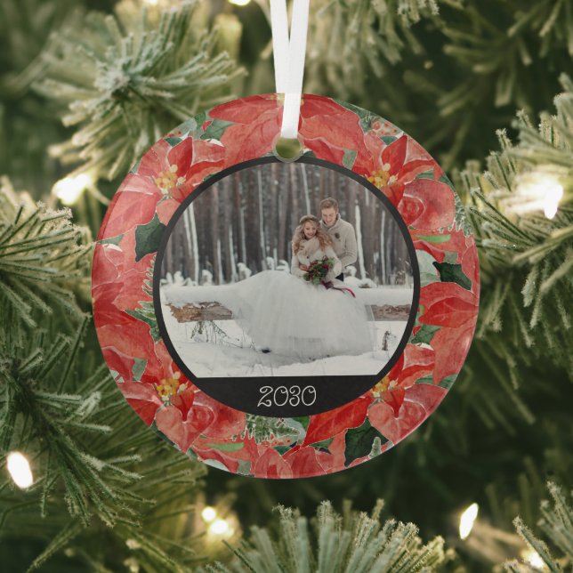 Poinsettia Winter | Photo & Year Keepsake Glass Or Ornament (Insitu)