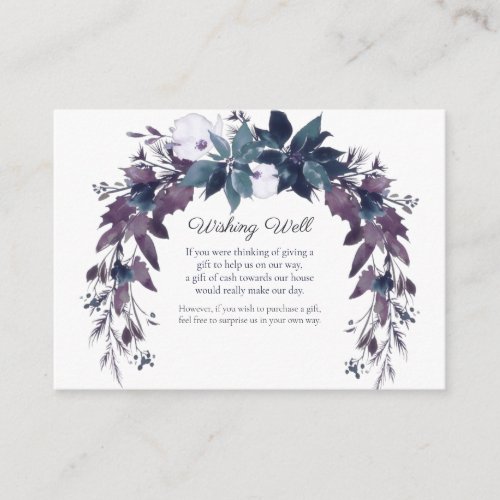 Poinsettia Wishing Well Wedding  Moody Blue Enclosure Card