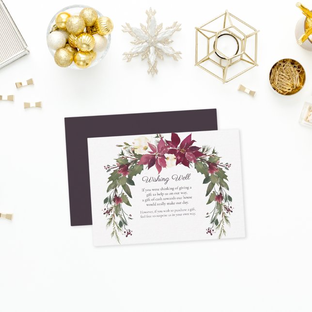 Poinsettia Wishing Well Wedding | Scarlet Red Enclosure Card (Creator Uploaded)