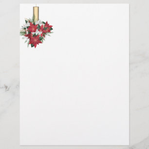 Poinsettia with Candle Bouquet Stationery Paper