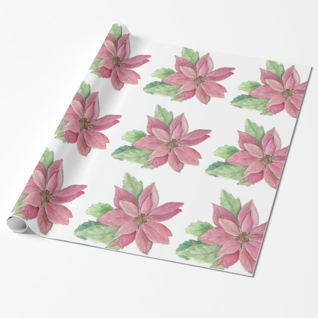Poinsettia Wrapping Paper (Unrolled)