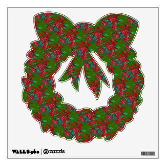Poinsettia wreath wall decal