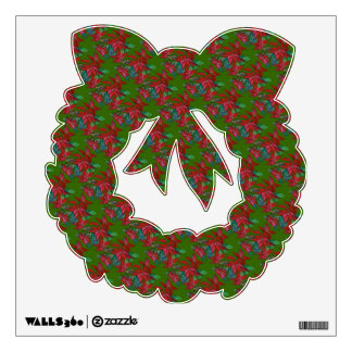 Poinsettia wreath wall decal