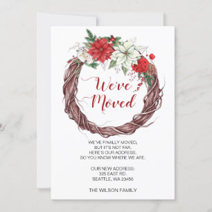 Poinsettia Wreath We've Moved Holiday Announcement