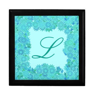 Poinsettia Wreath with Monogram, Turquoise Jewelry Box