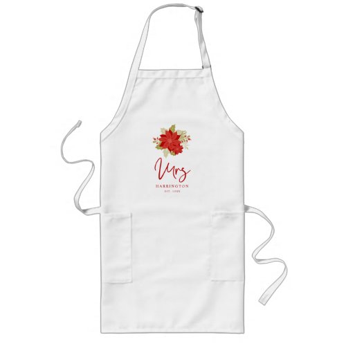 Poinsettias Bouquet MRS Christmas Holly Branches  Long Apron