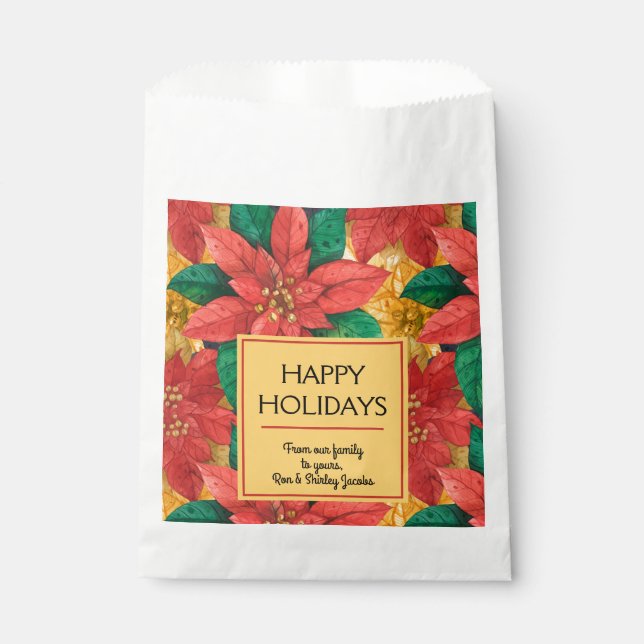Poinsettias Christmas Floral Favor Bag (Front)