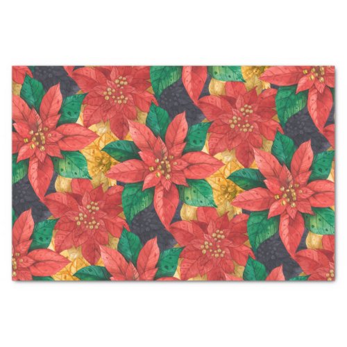 Poinsettias Christmas Floral Tissue Paper