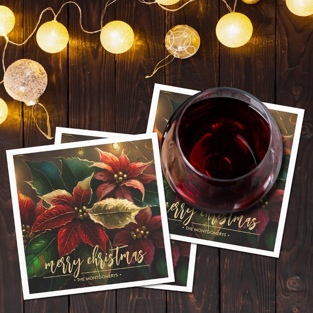 Poinsettias Christmas Holiday  Napkins (Creator Uploaded)