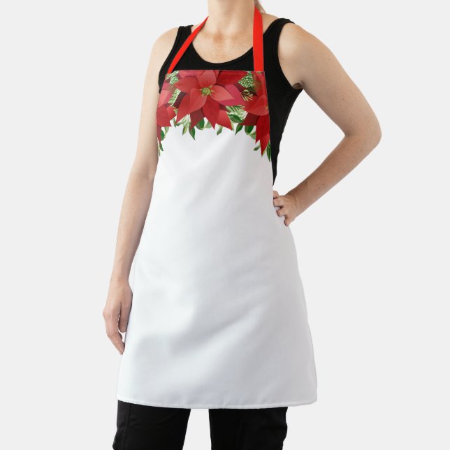 Poinsettias Christmas Personalized Custom Apron (Insitu)