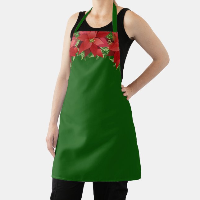 Poinsettias Christmas Personalized Custom Apron (Insitu)