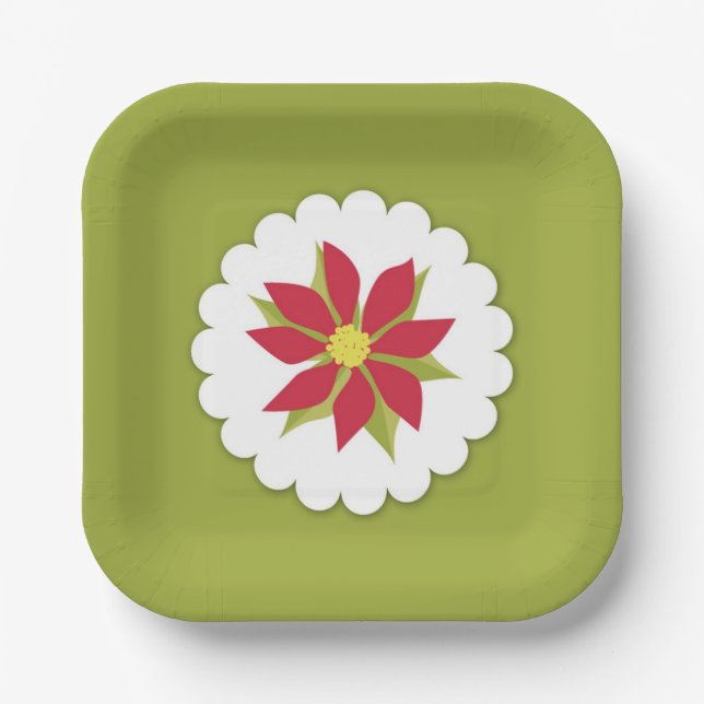 Poinsettias Christmas Plant Plate (Front)