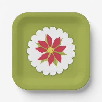 Poinsettias Christmas Plant Plate by all_items at Zazzle