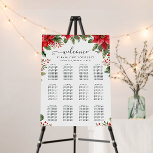 Poinsettias Christmas Wedding Seating Chart Board
