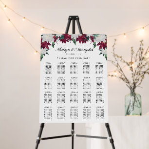 Poinsettias Christmas Wedding Seating Chart Foam Board