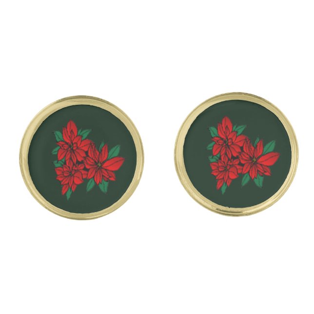 Poinsettias Cufflinks (Front)