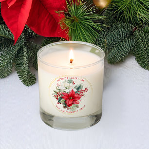 Poinsettias ElegantFloral Merry Christmas Holiday  Scented Candle