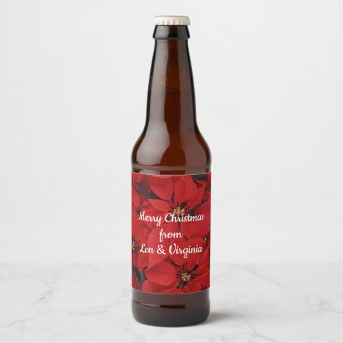 Poinsettias for Christmas template Beer Bottle Label