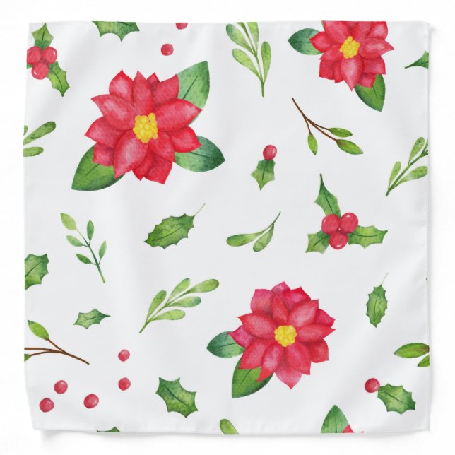 Poinsettias & Holly Bandana (Front)
