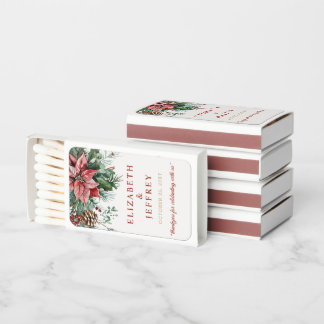 Poinsettias Holly Christmas Holidays Wedding Matchboxes
