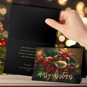 Poinsettias Merry Christmas Folded Holiday Card