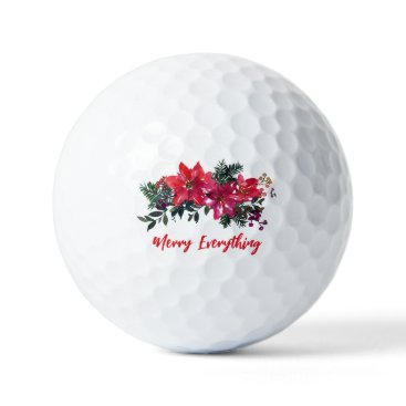 Poinsettias Merry Everything Christmas Holiday  Golf Balls