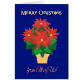 Poinsettias on Blue Merry Christmas From All of Us (Front)