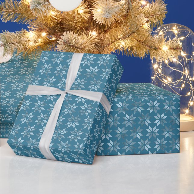 Poinsettias on Greenish Blue Wrapping Paper (Holidays)